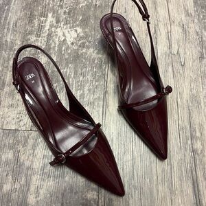 Zara Brown Slingback Heels Elegant Design